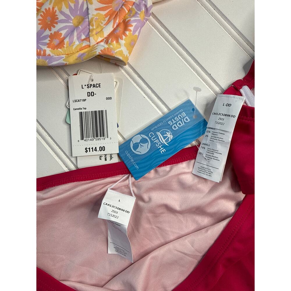 NWT Lot of 3 Bikinis L Space Camellia Top & Cupshe Fresh Cherry Set Size L DD - Picture 6 of 7